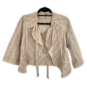 Free People Yellow Striped 3/4 Sleeves Jacket